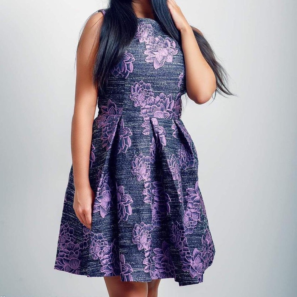 Purple and black tweed semi formal dress NWT